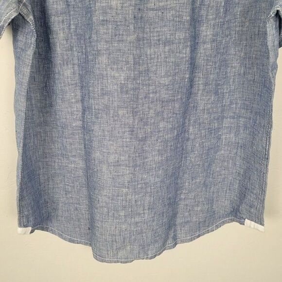 Tommy Bahama Size M Party Breezer Linen Short Sleeve Button Up Shirt Bering Blue - Picture 6 of 12